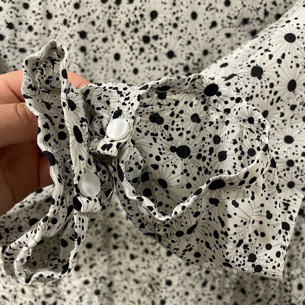 [4] CLUB MONACO Dress silk white black splatter summer wedding mini - Picture 4 of 8